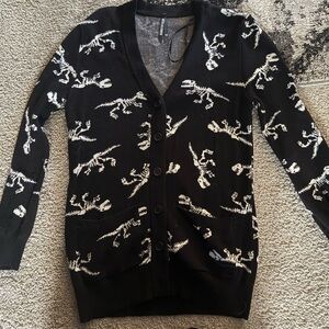 ModCloth Dangerfield Black and White Dinosaur bones Cardigan